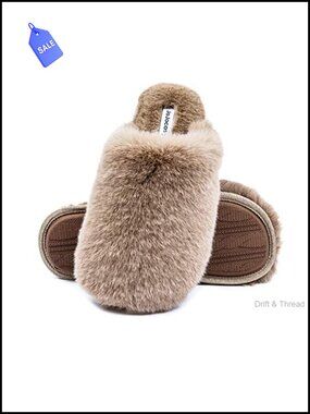 Women's Fuzzy Memory Foam Scuff Slippers Plush Closed-Toe Warm Comfy